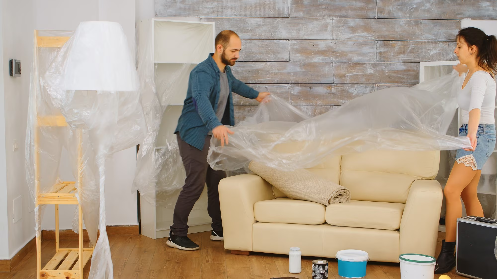 protecting furniture before wall cleaning