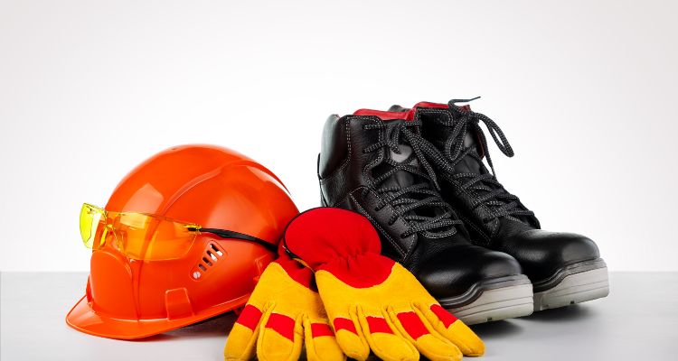 safety precaution boots and helmet