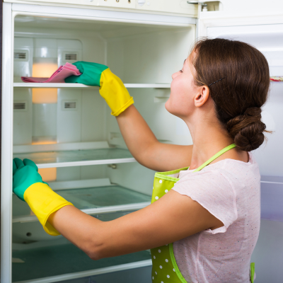 cleaning the refrigerator