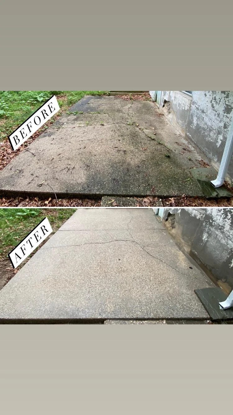 before and after pressure washing