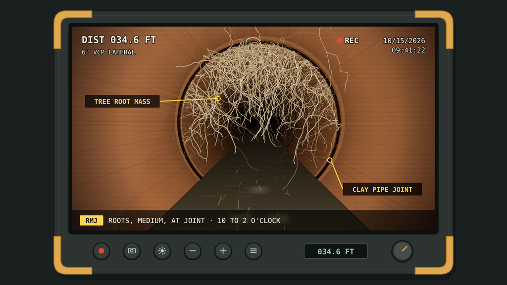 An image showing an image of a camera inspection of a sewer line